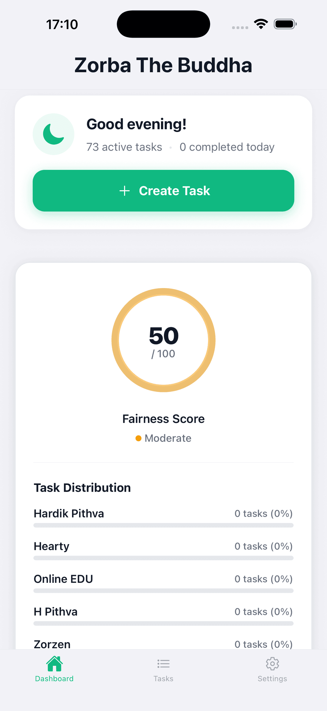 Dashboard with Fairness Score